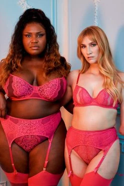 Felicity Hayward X PP Ophelia Pink Cut Out Lace Suspender New In 12 Felicity Hayward X PP Ophelia Pink Cut Out Lace Suspender New In