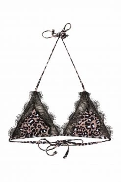 Wolf & Whistle Leopard Eco Lace Trim Triangle Bikini Top Swimwear