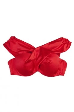 Playful Promises Swimwear Hunter McGrady Plus Size/Curve Red Wrap Bikini Top
