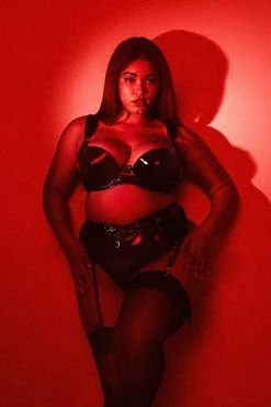 Hustler New In Maxine Black PVC Plunge Bra