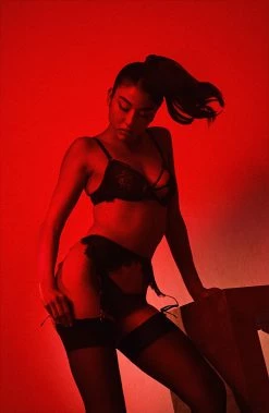 Hustler Reena Black Lace Suspender New In