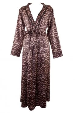 Bettie Page Lingerie Leopard Print Satin Robe