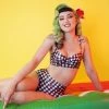 Collectif X Playful Promises Swimwear Melon Gingham Balcony Top