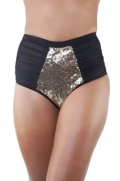 Peek & Beau Knickers '- Tallulah Ruched Tulle Gold Sequin Brief
