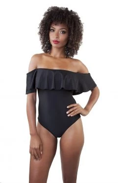 Playful Promises Bardot Swimsuit Black