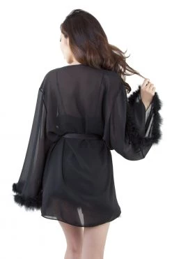 Bettie Page Lingerie Black Feather Robe 7 Bettie Page Lingerie Black Feather Robe