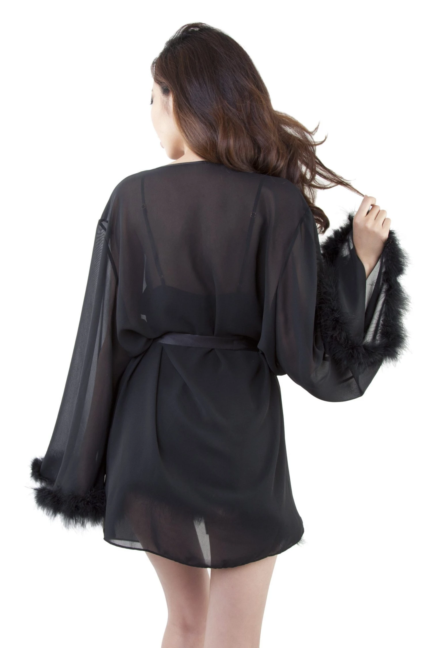Bettie Page Lingerie Black Feather Robe 4 Bettie Page Lingerie Black Feather Robe