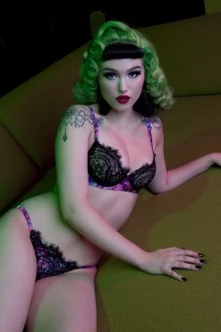 Peek & Beau Bras Leonora Snake Print Satin And Lace Plunge Bra A - DD/E