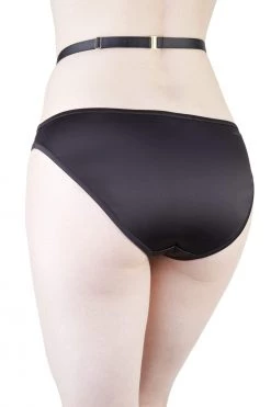 Playful Promises Effie Black Satin And Mesh Applique Brief