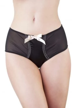 Bettie Page Lingerie Knickers Black/Peach Z Stitch Highwaist Brief