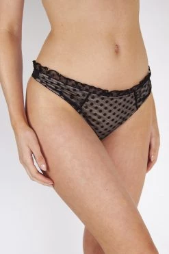 Playful Promises Cara Dot Mesh Ruffle Thong