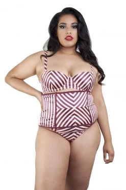 Playful Promises Beatrix Red Placement Stripe Waspie Curve Nightwear