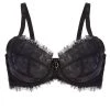 Playful Promises Mae Black Satin And Lace DD/E-K Bra Bras
