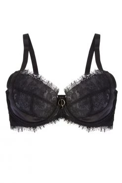 Playful Promises Mae Black Satin And Lace DD/E-K Bra Bras