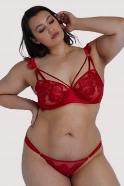 Playful Promises Anneliese Red Satin Net And Lace Bra