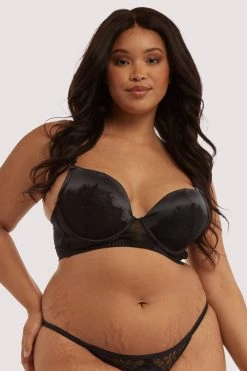 Playful Promises Melina Black Longline Plunge Bra