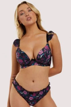 Playful Promises Bras Noriko Crane Print Plunge Bra 23 Playful Promises Bras Noriko Crane Print Plunge Bra