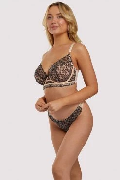 Playful Promises Skull & Roses Embroidery Peach Balcony Bra