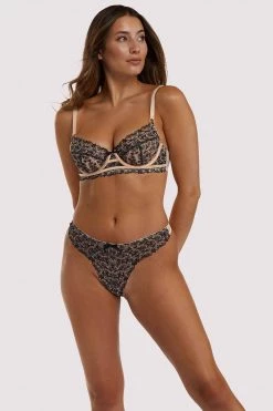 Playful Promises Skull & Roses Embroidery Peach Balcony Bra