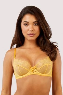 Playful Promises Ziggy Mango Lace And Spotted Mesh Bra
