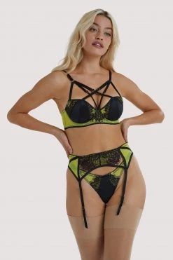 Playful Promises Indigo Lime Strappy Picot Plunge Bra Bras 21 Playful Promises Indigo Lime Strappy Picot Plunge Bra Bras