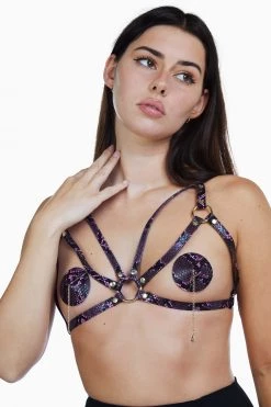 Regalia Chain Detail Nipple Pastie Purple Snake