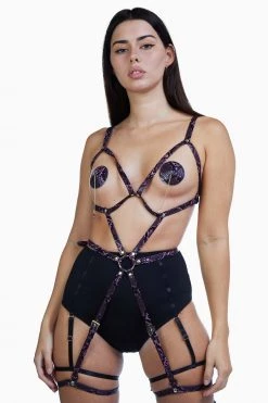 Regalia Open Cup Leg Cuff Harness Purple Snake New In Accessories