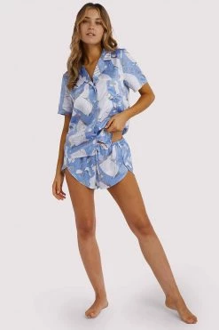 Playful Promises Nightwear Logan Spector Recycled Blue Statues Satin Shorts 17 Playful Promises Nightwear Logan Spector Recycled Blue Statues Satin Shorts
