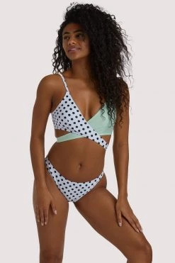 Luxe Palm Crossover Green Bikini Top Swimwear
