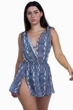 Luxe Palm Beach Snake Print Split Dress Swimwear 16 Luxe Palm Beach Snake Print Split Dress Swimwear