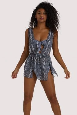 Luxe Palm Beach Snake Print Split Dress Swimwear