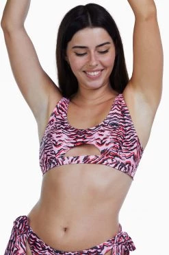 Luxe Palm Crop Cut Out Bikini Top