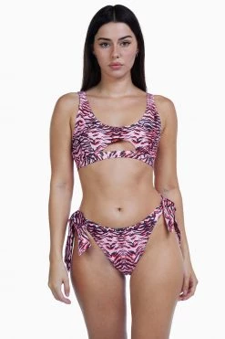 Luxe Palm Crop Cut Out Bikini Top