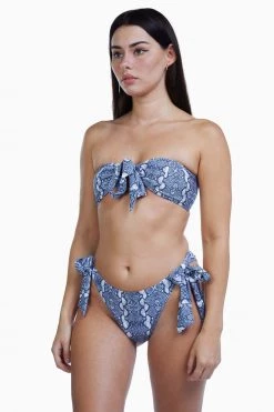 Luxe Palm Snake Bow Tie High Leg Brief Swimwear