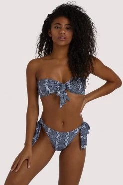 Luxe Palm Snake Bow Tie High Leg Brief Swimwear