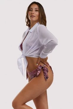 Luxe Palm Tie Front Beach Shirt Swimwear 12 Luxe Palm Tie Front Beach Shirt Swimwear