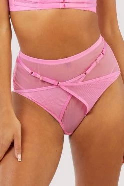 Playful Promises Eddie Pink Crossover Wrap High Waist Brief