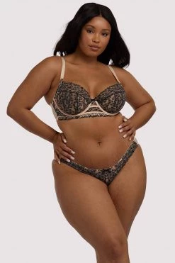 Playful Promises Skull & Roses Embroidery Peach Brief Knickers