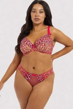 Playful Promises Free Sexy Summer Brief Cherry Embroidery Coral Brief