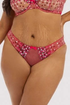 Playful Promises Free Sexy Summer Brief Cherry Embroidery Coral Brief