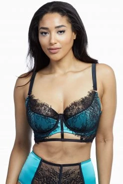 Playful Promises Henrietta Teal Lace Overlay Bra