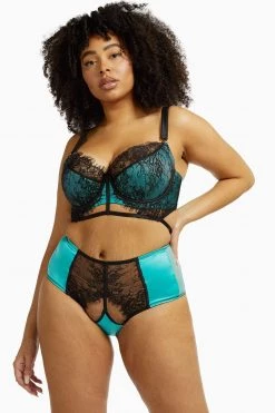Playful Promises Henrietta Teal Lace Overlay Bra