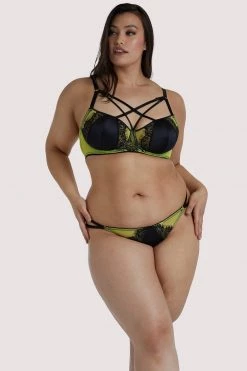 Playful Promises Indigo Lime Strappy Picot Plunge Bra Bras 28 Playful Promises Indigo Lime Strappy Picot Plunge Bra Bras