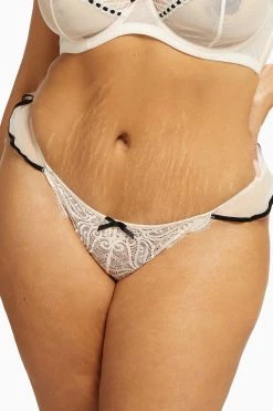 Playful Promises Knickers Monica Ribbon Slot Brief Peach Core