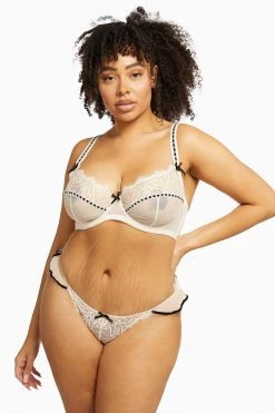 Playful Promises Knickers Monica Ribbon Slot Brief Peach Core