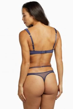 Playful Promises Philly Navy Tulip Satin Thong