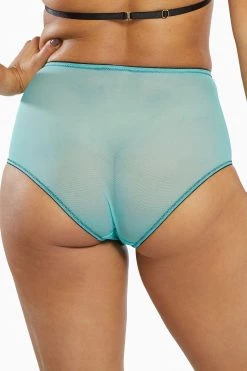 Playful Promises Knickers Henrietta Teal Lace Overlay High Waist Brief