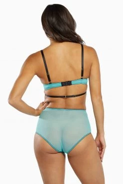 Playful Promises Knickers Henrietta Teal Lace Overlay High Waist Brief