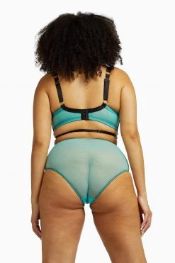 Playful Promises Knickers Henrietta Teal Lace Overlay High Waist Brief