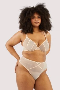 Playful Promises New In Nola Toffee Diamante Studded High Leg Thong